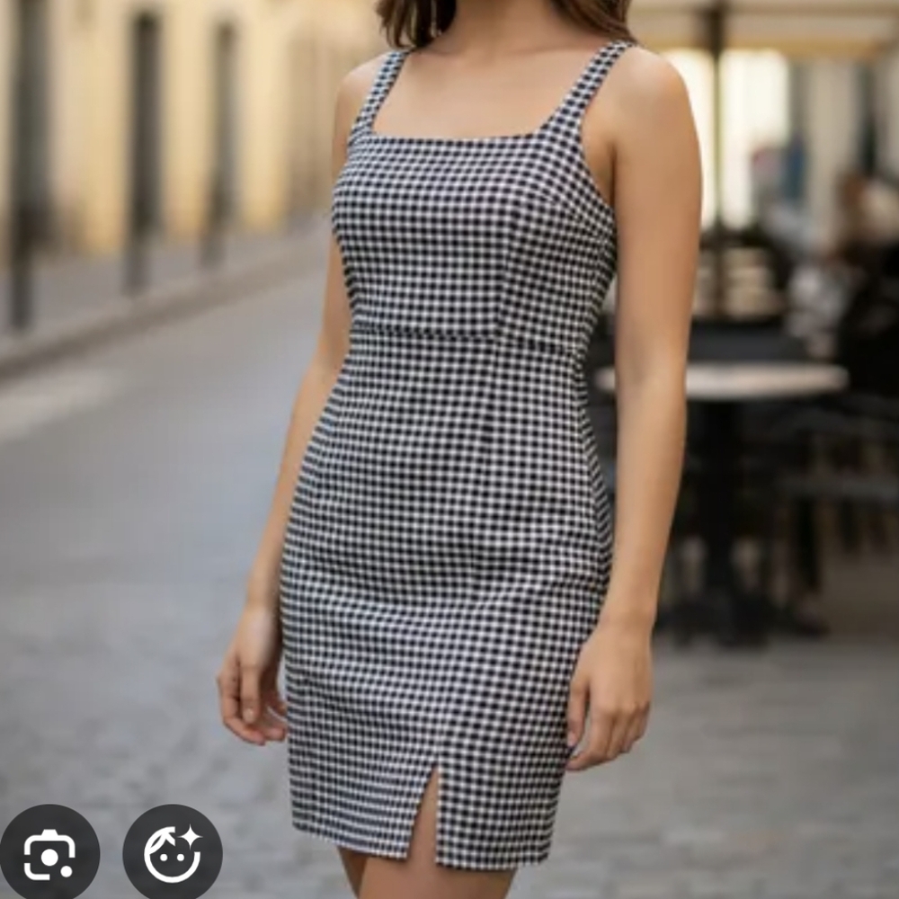 Vintage Forever 21 Black and White Checkered Mini Dress Size 0x W/ Measurements